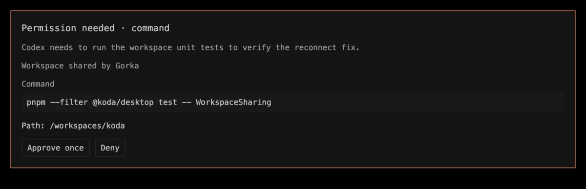 Approval card component from @koda/ui.