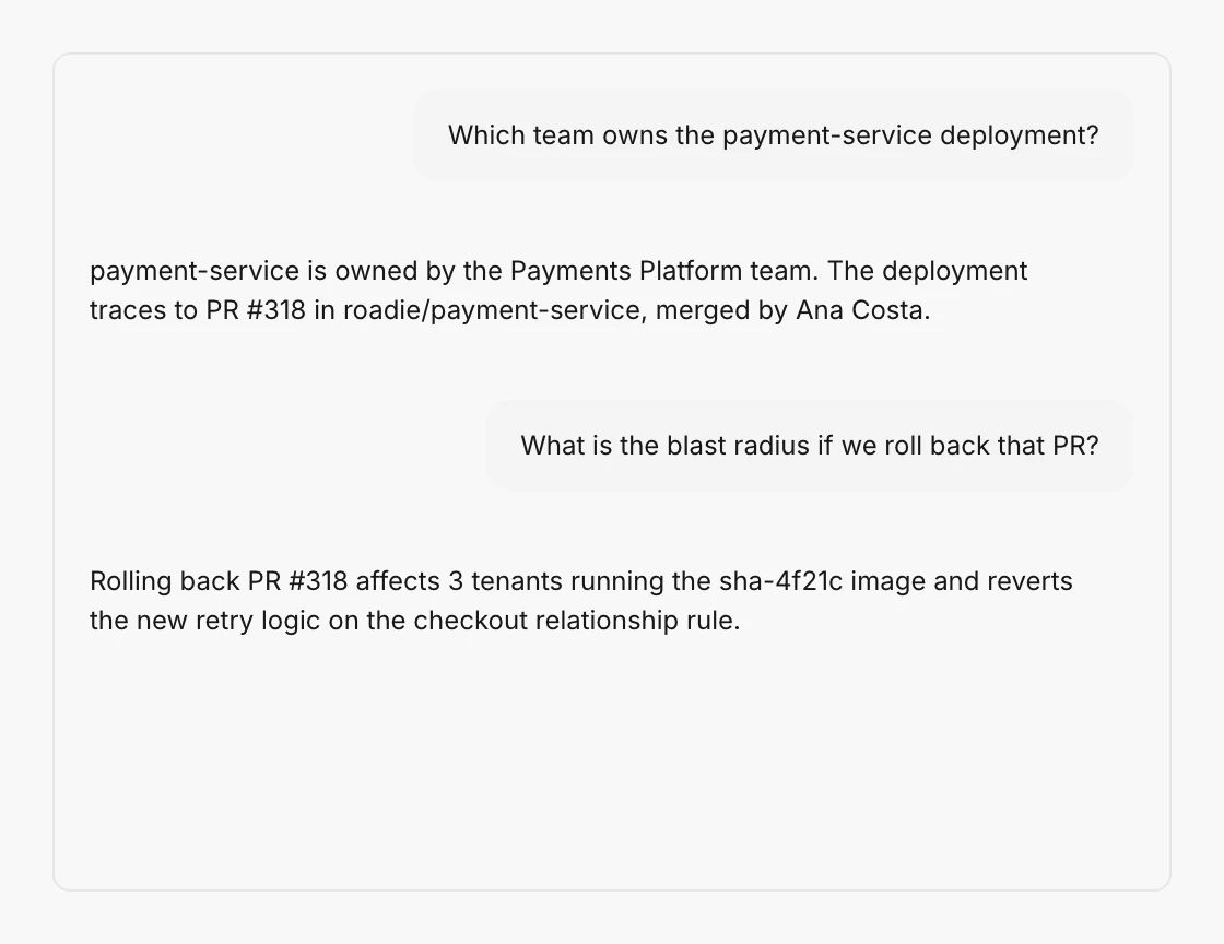 Conversation component from @roadiehq/ui.